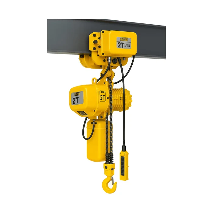 Electric Chain Hoist with Travelling Trolley — Chain Pulley Block manufactured by Rudra Equipment, Ahmedabad